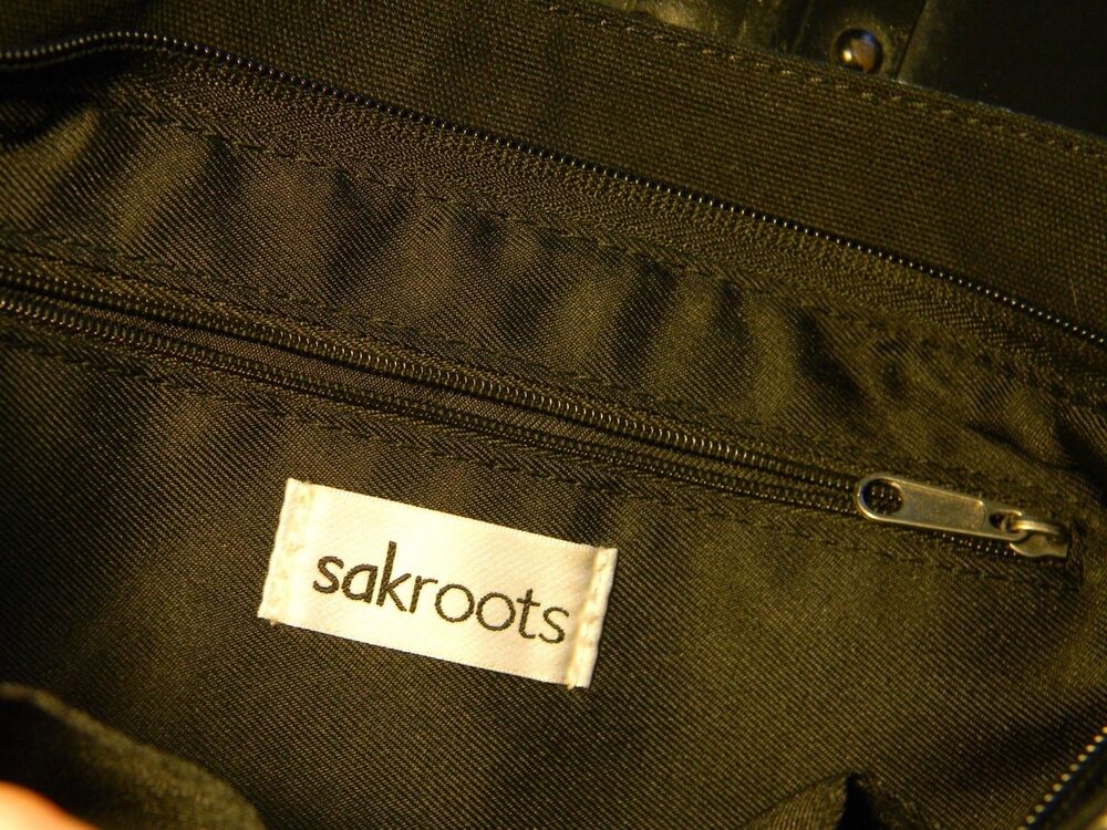 Sak roots Black White Canvas Crossbody Pockets Purse Handbag EUC - Picture 4 of 4